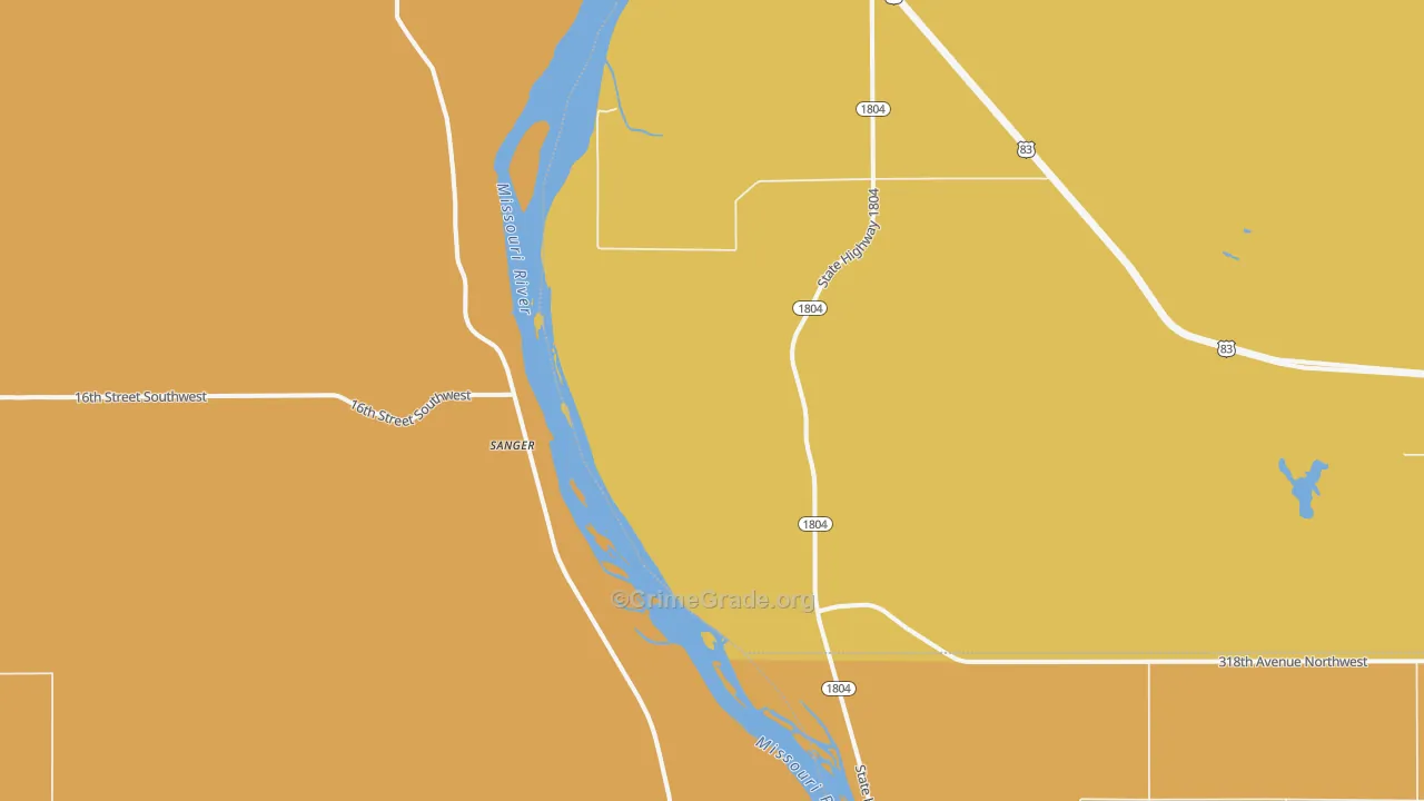 Sanger, ND Map of Murder Rates