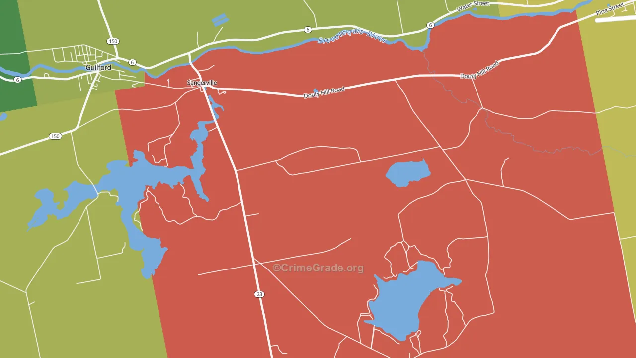 Sangerville, ME Map of Murder Rates