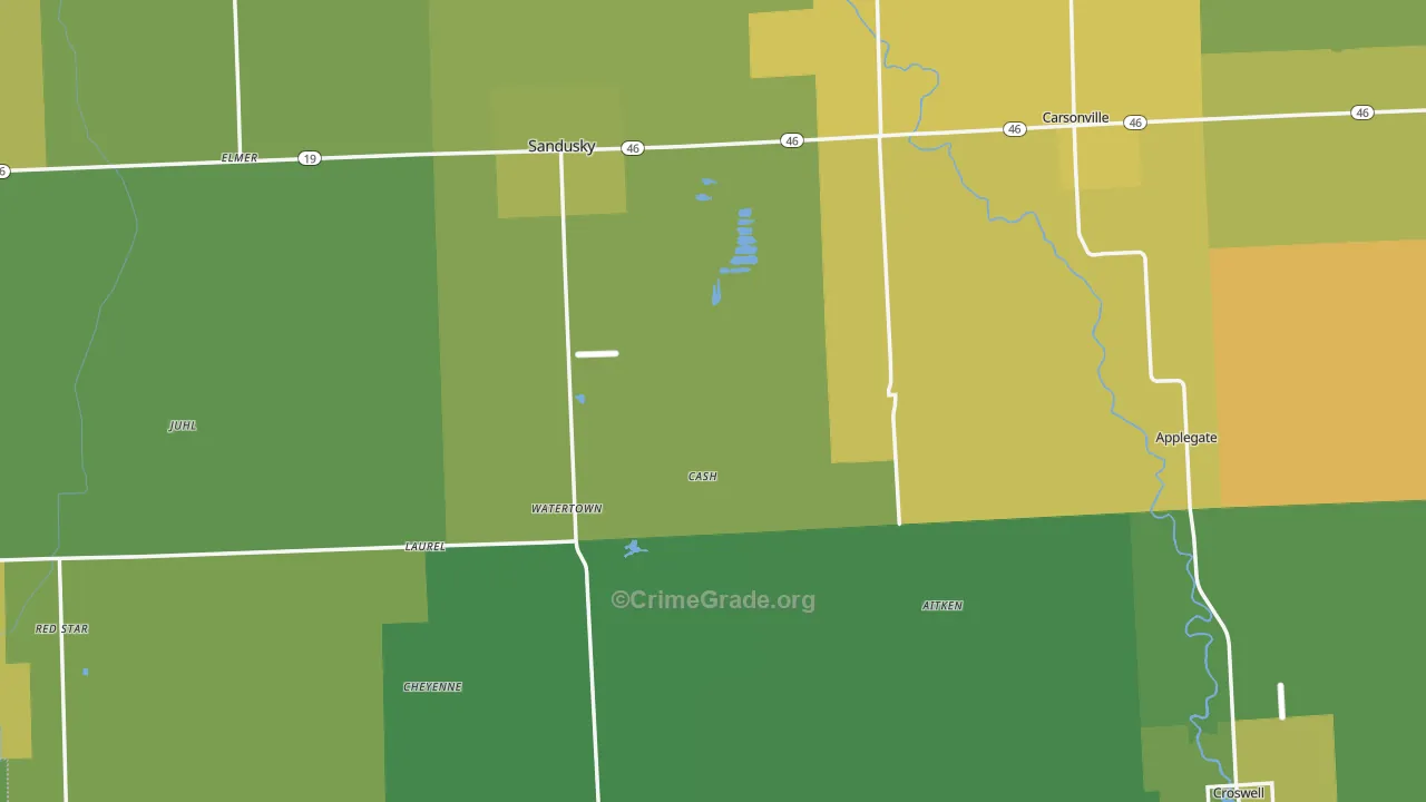Sanilac County, MI Map of Murder Rates