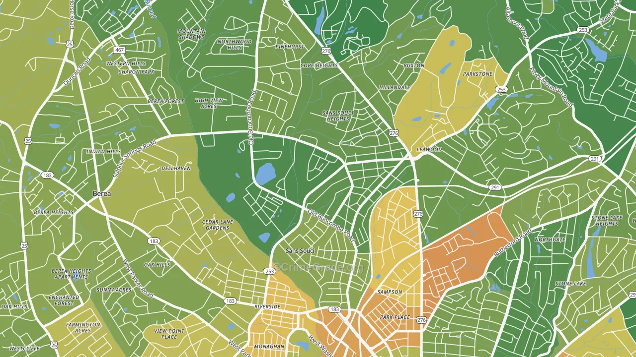 Sans Souci, SC Map of Murder Rates