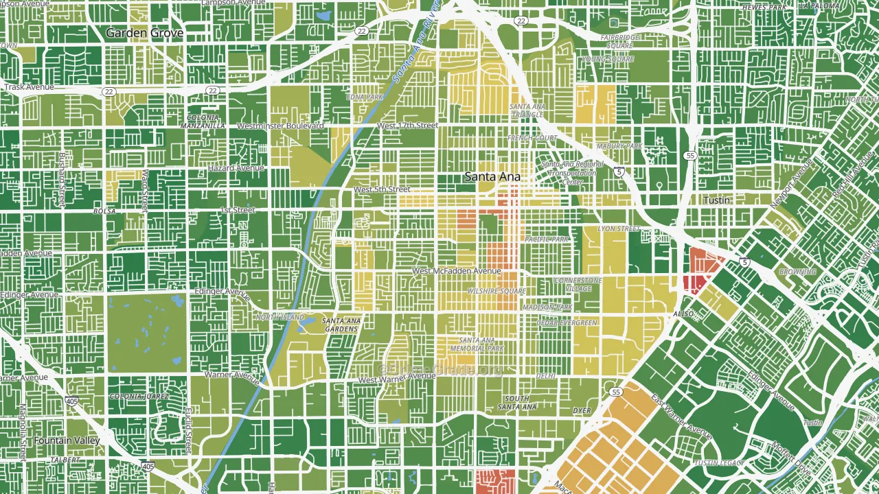 Santa Ana, CA Map of Murder Rates