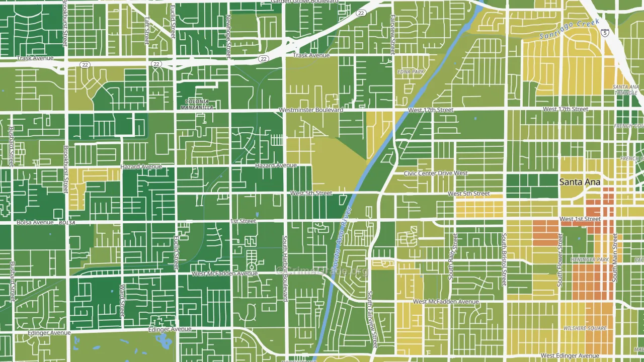 Santa Anita, Santa Ana, CA Map of Murder Rates
