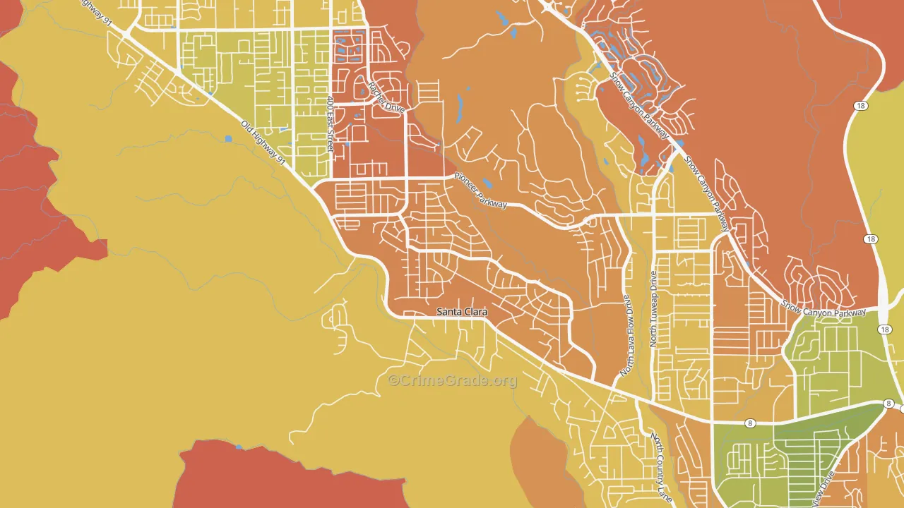 Santa Clara Heights, Santa Clara, UT Map of Murder Rates