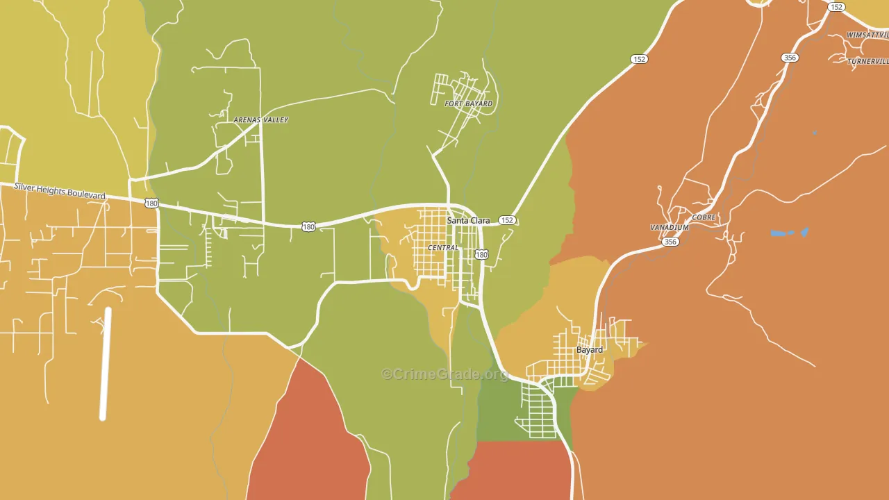 Santa Clara, NM Map of Murder Rates