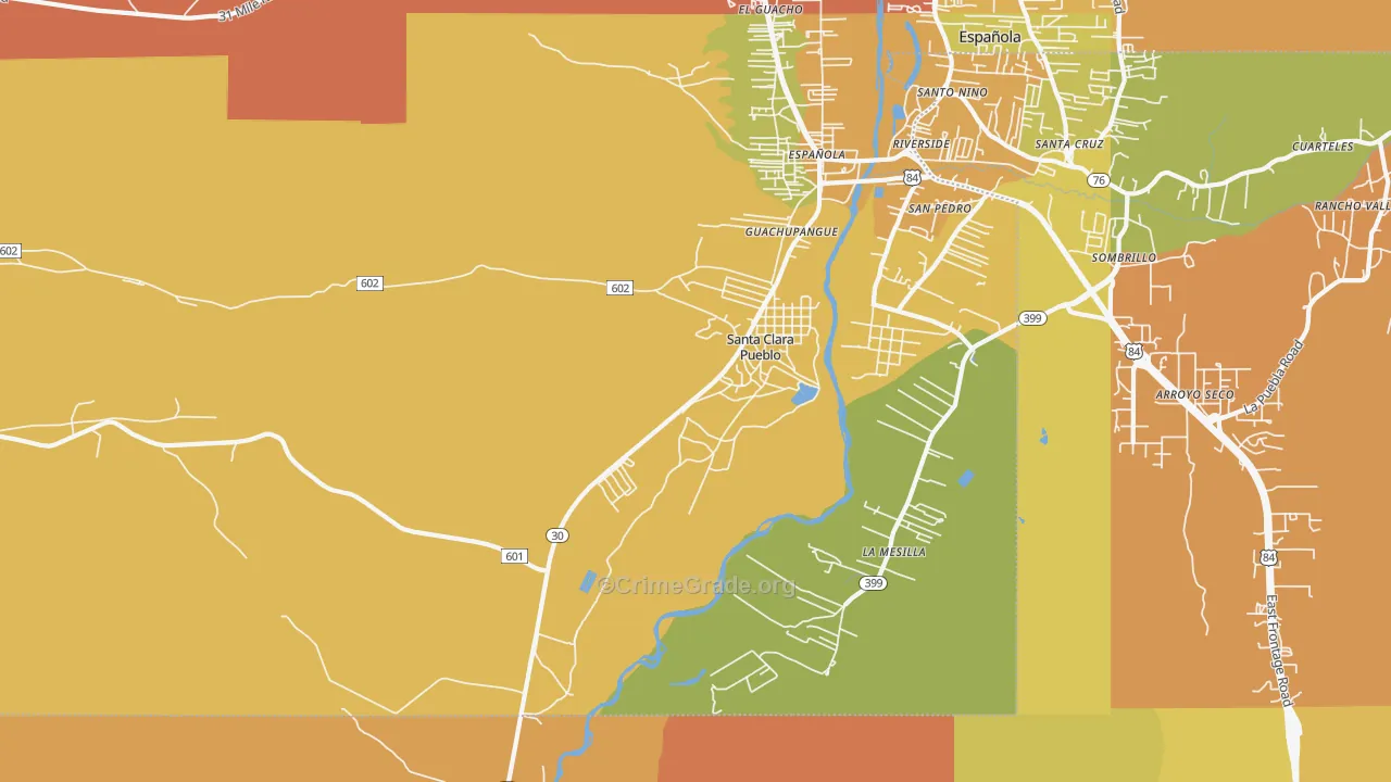 Santa Clara Pueblo, NM Map of Murder Rates
