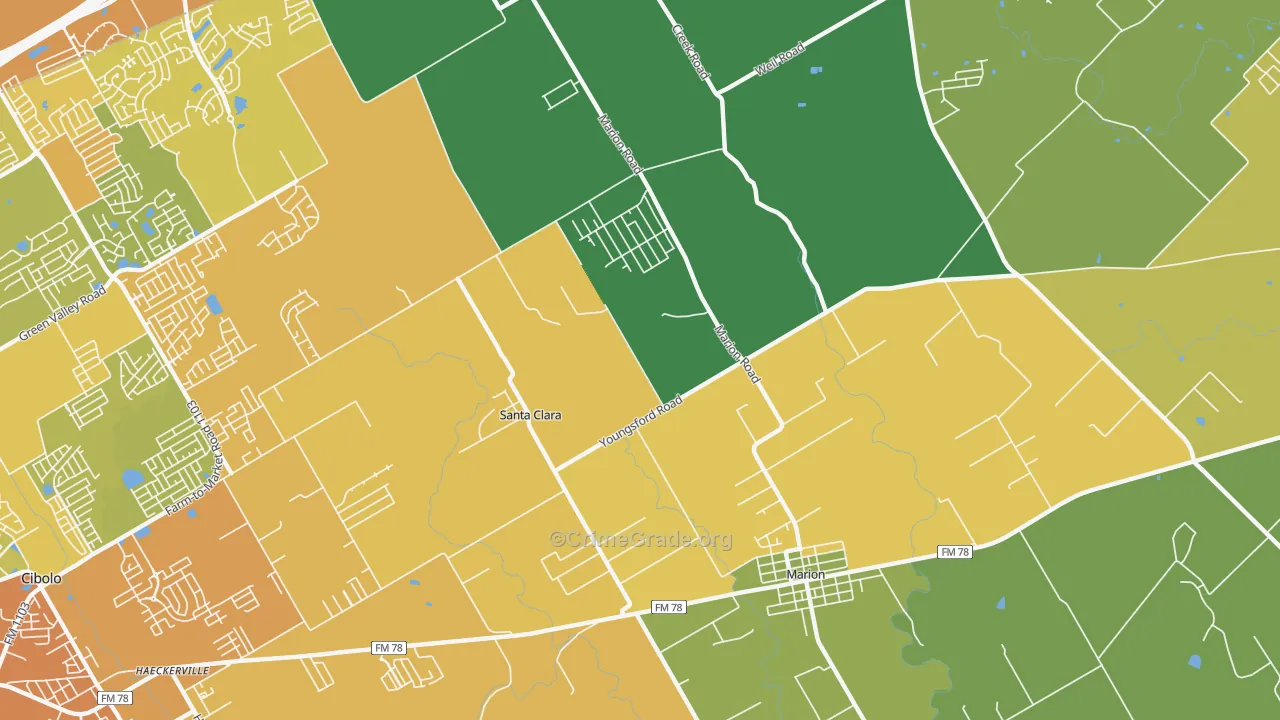 Santa Clara, TX Map of Murder Rates