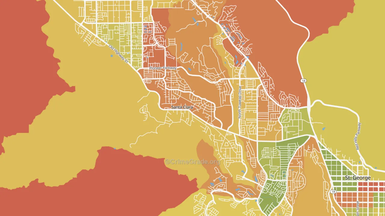 Santa Clara, UT Map of Murder Rates