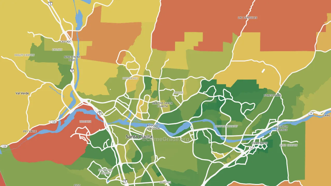 Santa Clarita, CA Map of Murder Rates