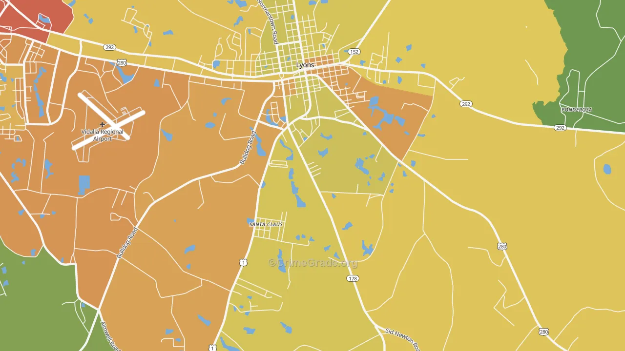 Santa Claus, GA Map of Murder Rates