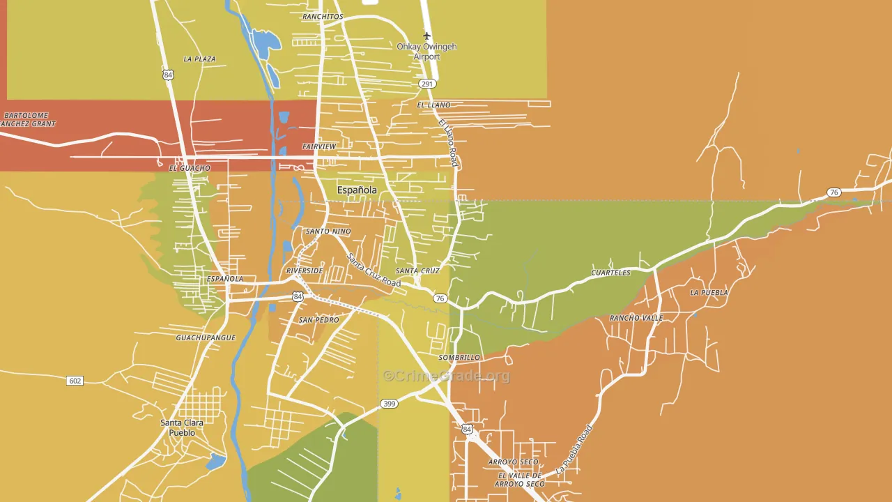 Santa Cruz, NM Map of Murder Rates