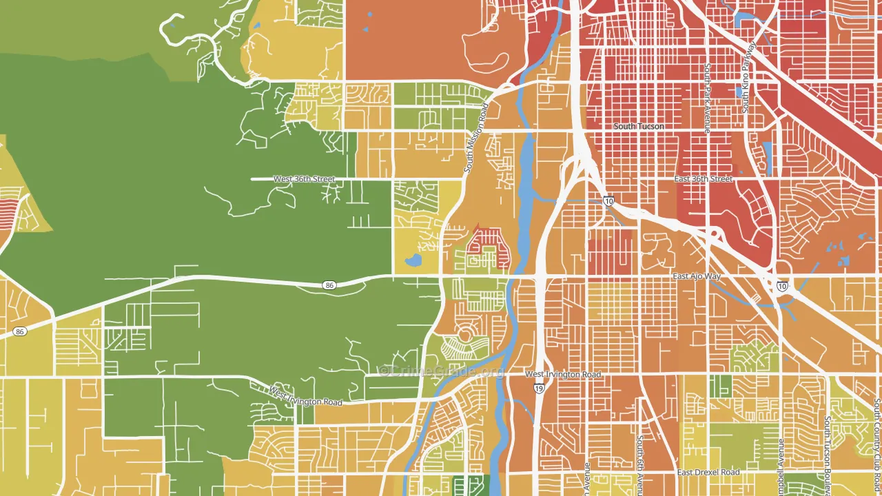 Santa Cruz Southwest, Tucson, AZ Map of Murder Rates