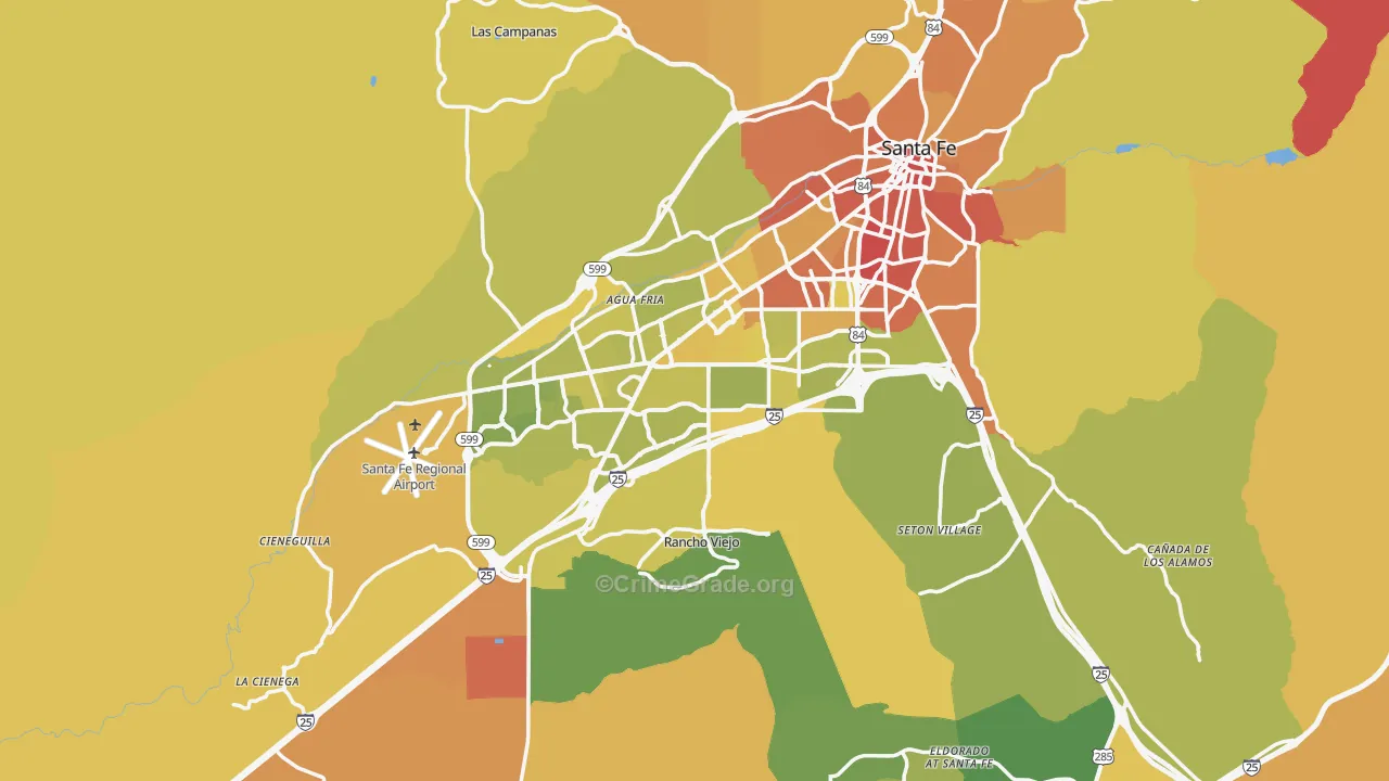 Santa Fe County, NM Map of Murder Rates