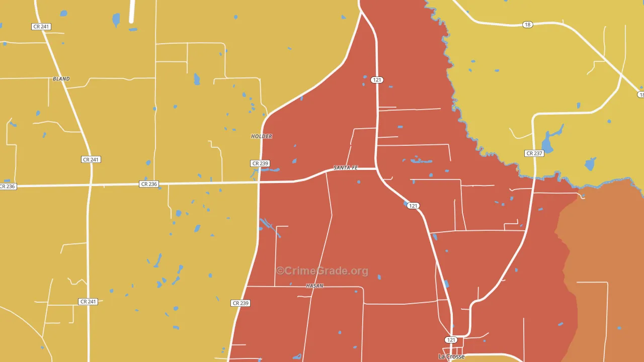 Santa Fe, FL Map of Murder Rates