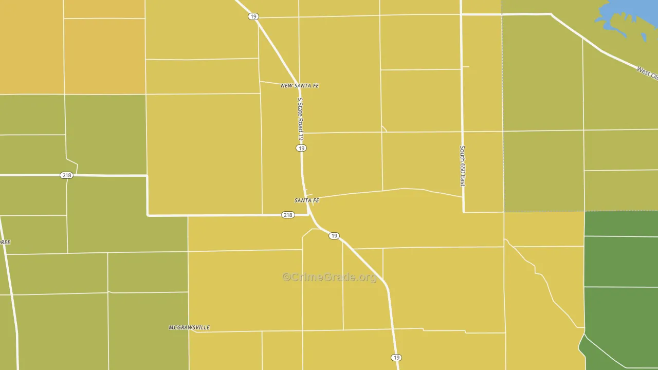 Santa Fe, IN Map of Murder Rates