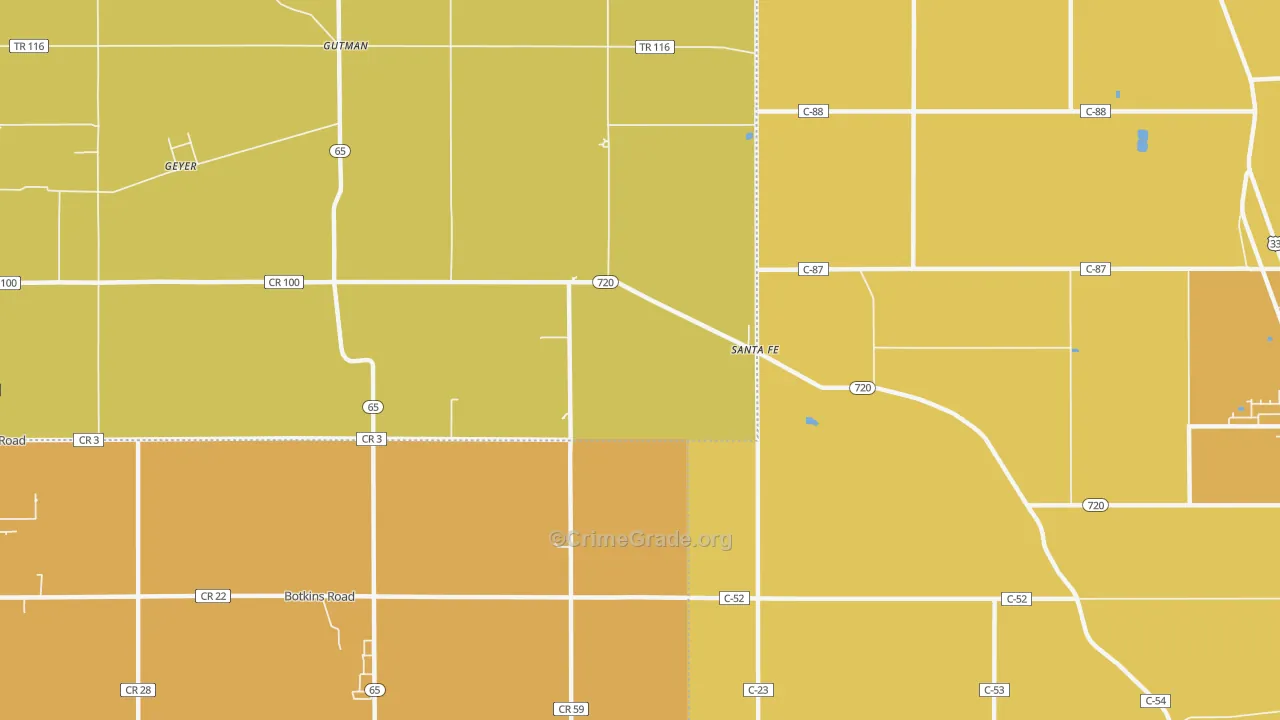 Santa Fe, OH Map of Murder Rates