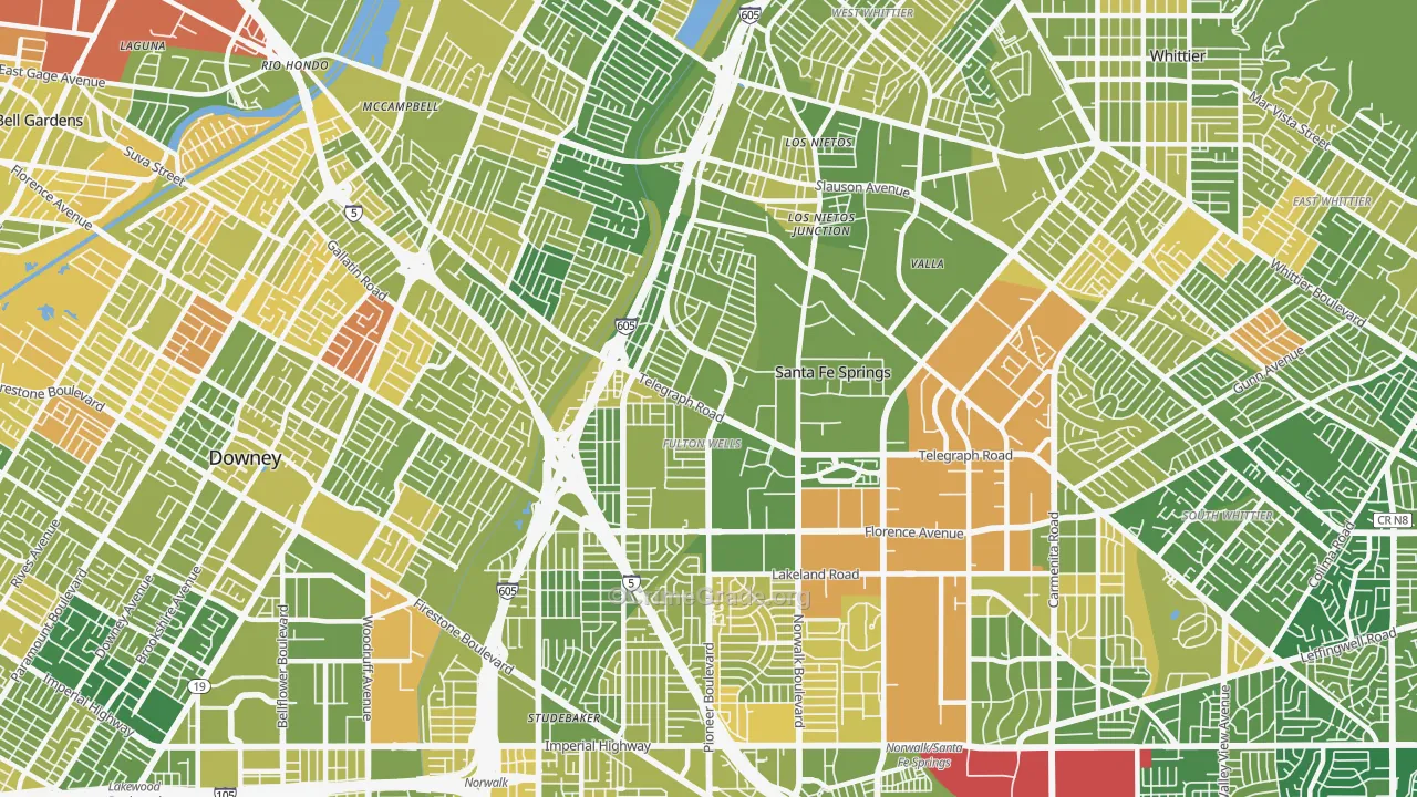 Santa Fe Springs, CA Map of Murder Rates