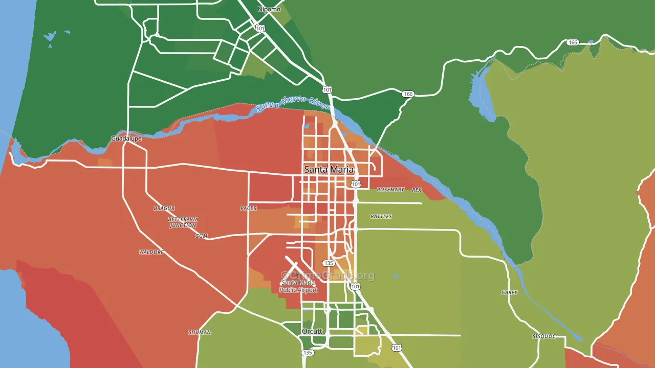 Santa Maria, CA Map of Murder Rates