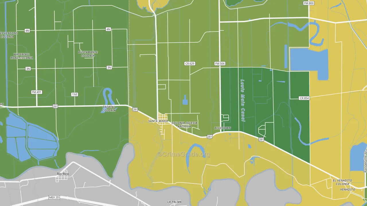 Santa Maria, TX Map of Murder Rates