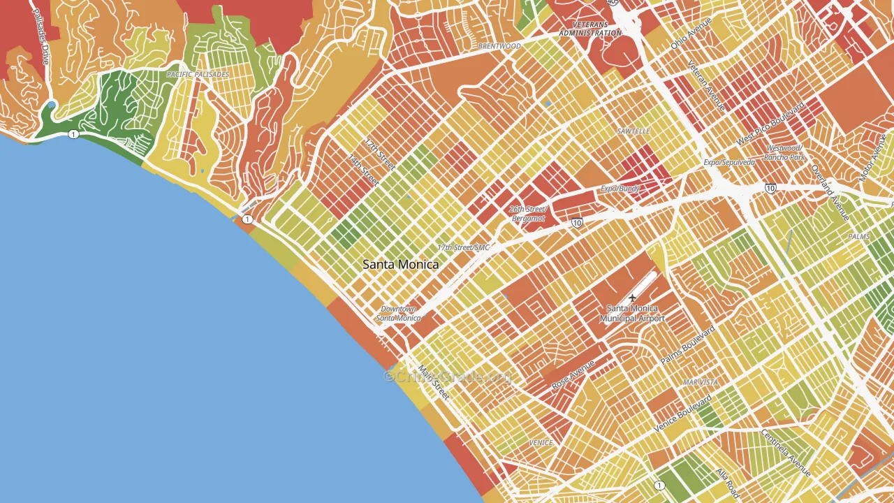 Santa Monica, CA Map of Murder Rates