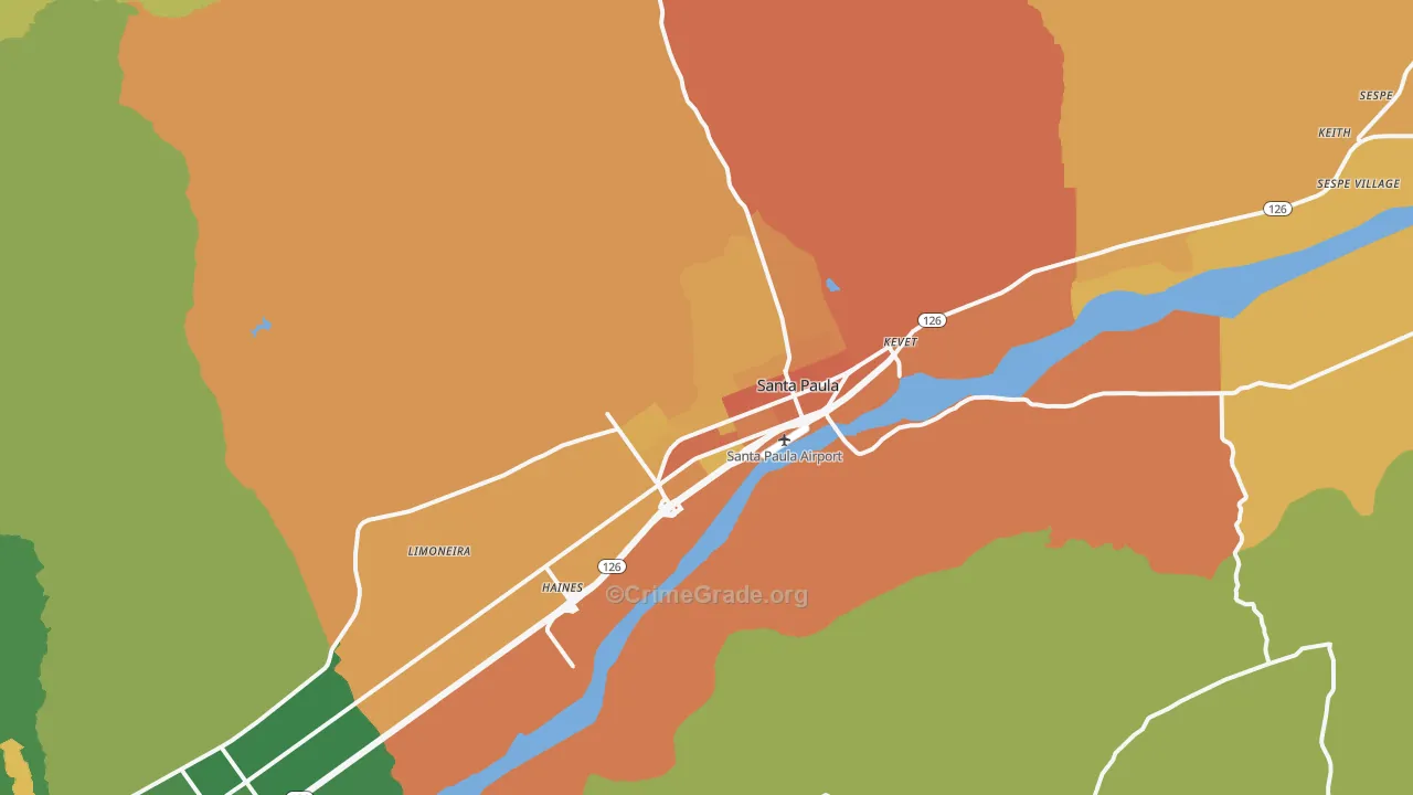 Santa Paula, CA Map of Murder Rates