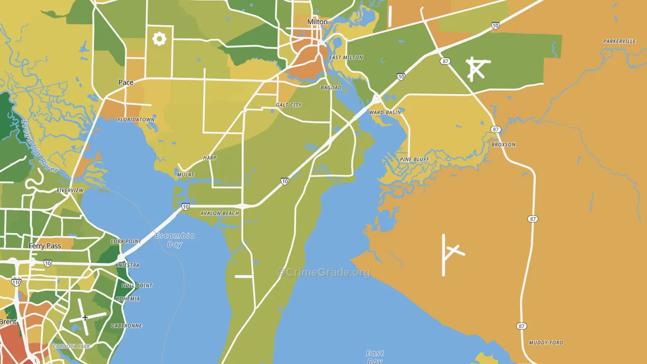 Santa Rosa County, FL Map of Murder Rates