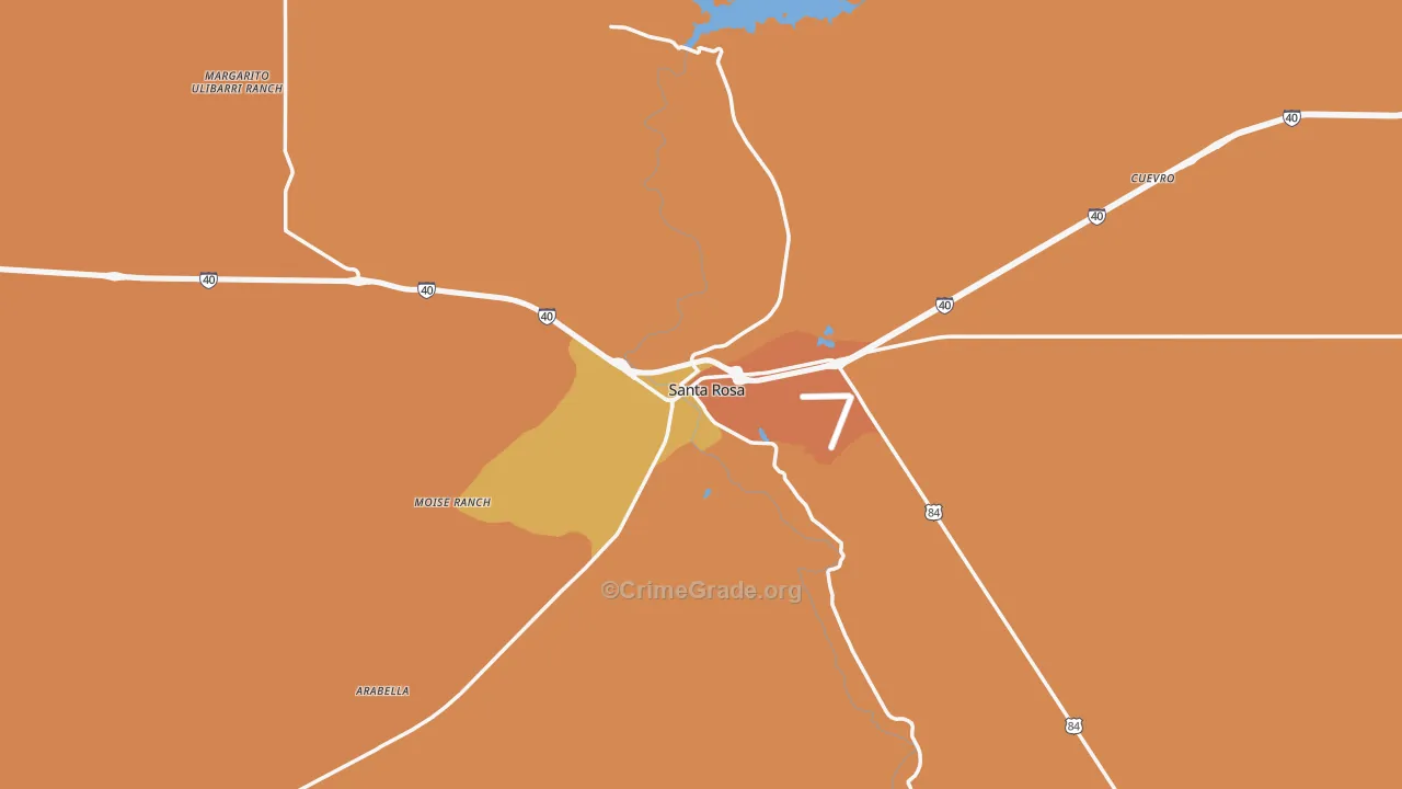 Santa Rosa, NM Map of Murder Rates