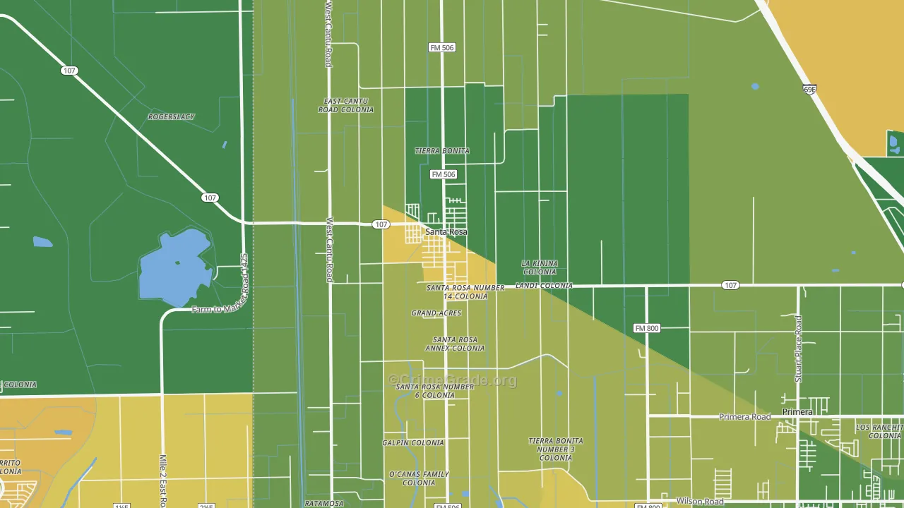 Santa Rosa, TX Map of Murder Rates
