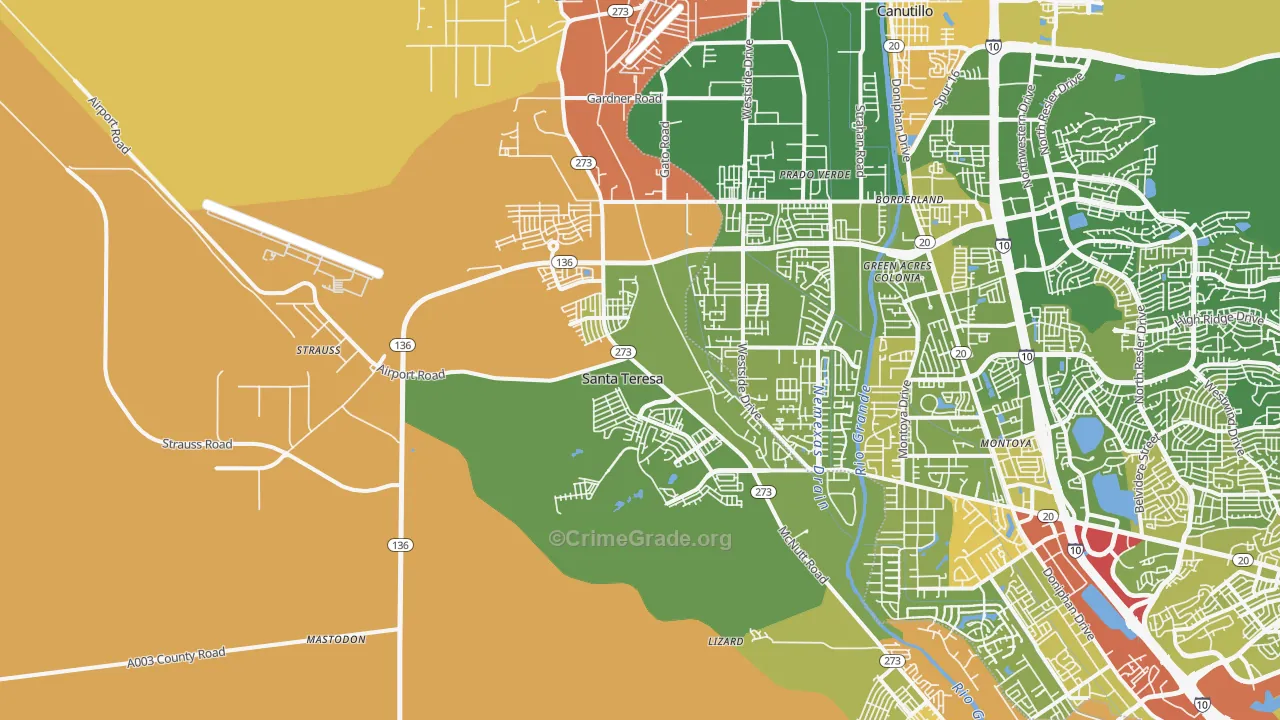 Santa Teresa, NM Map of Murder Rates