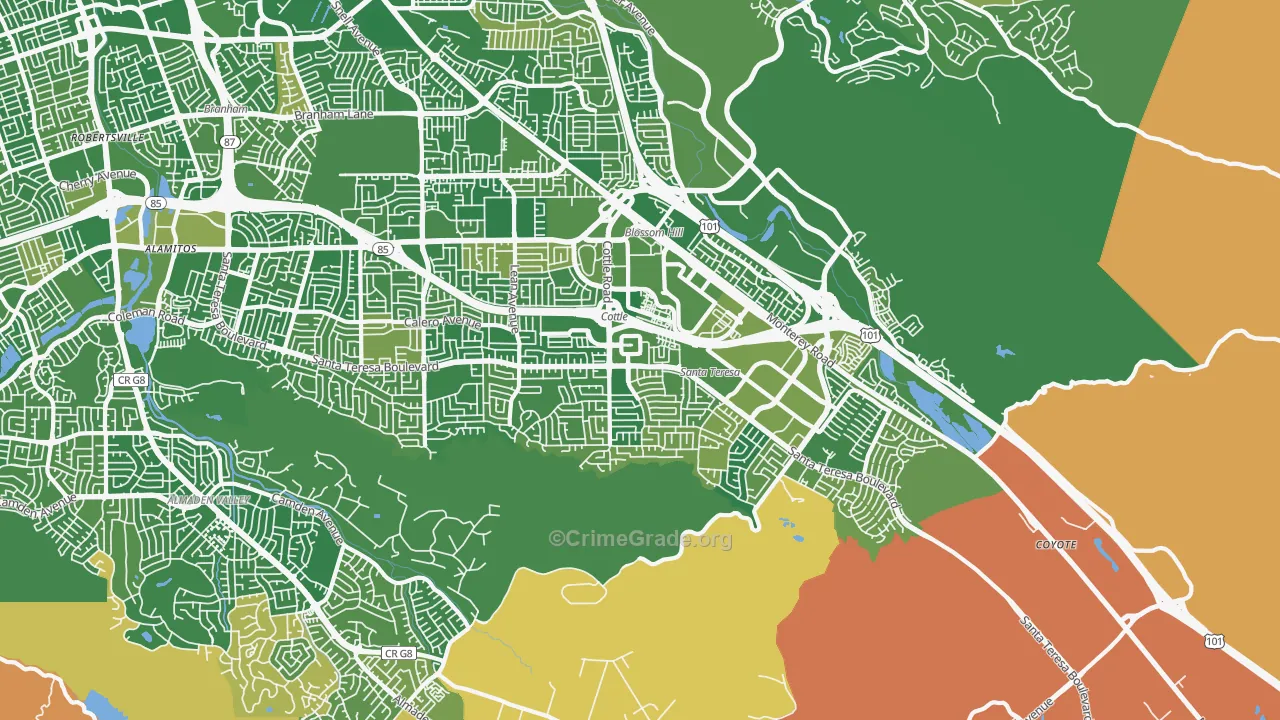 Santa Teresa, San Jose, CA Map of Murder Rates