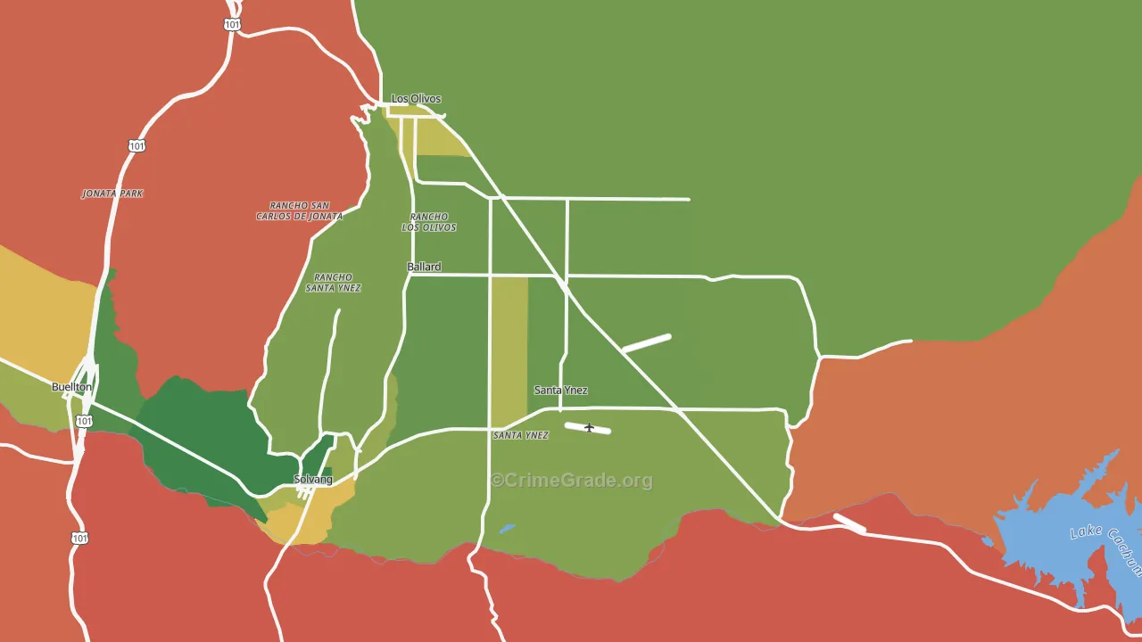 Santa Ynez, CA Map of Murder Rates