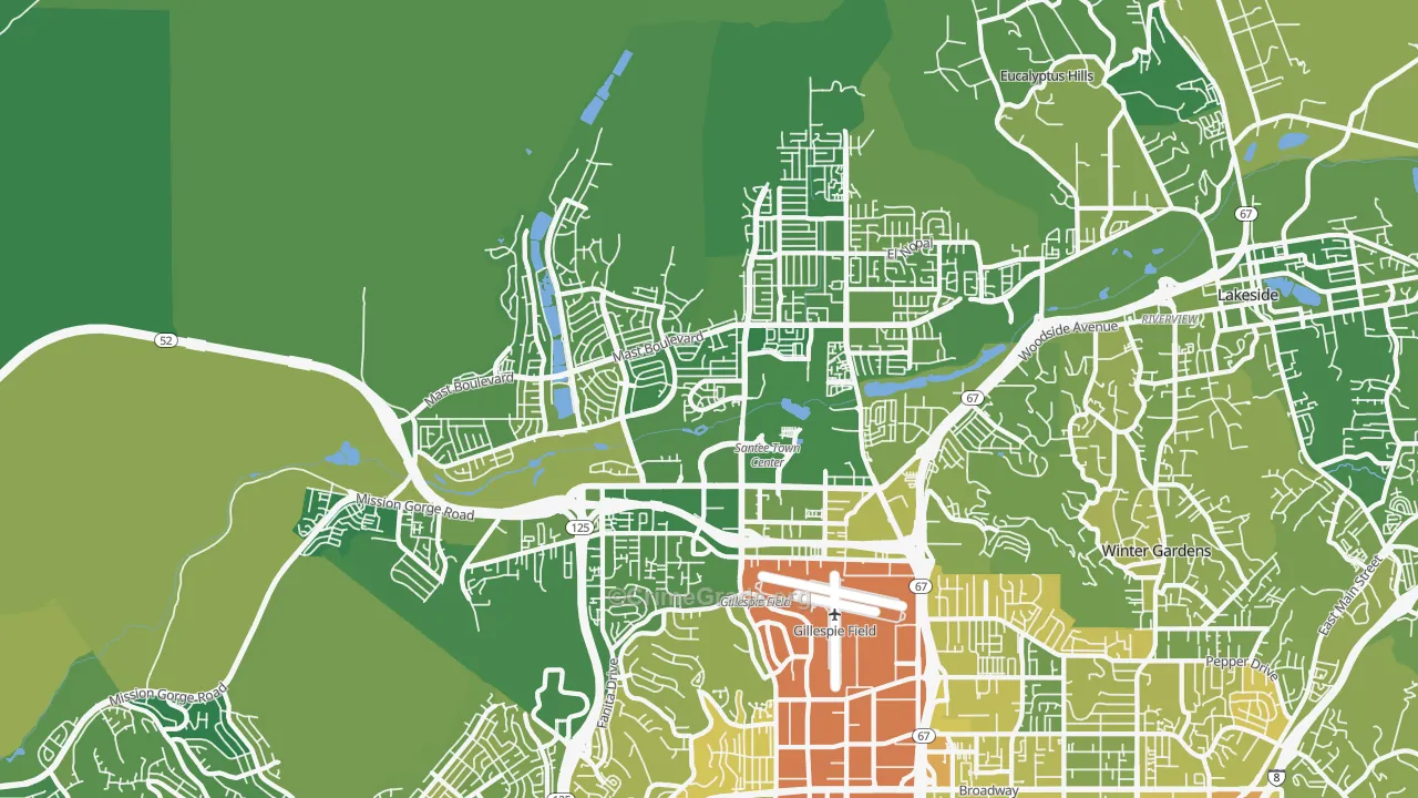 Santee, CA Map of Murder Rates
