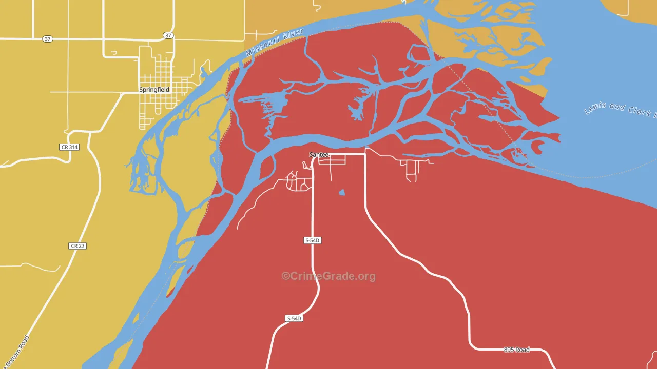 Santee, NE Map of Murder Rates