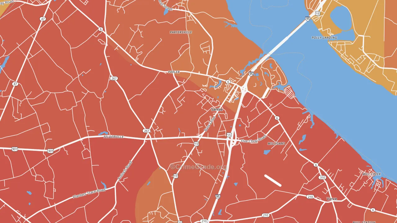 Santee, SC Map of Murder Rates