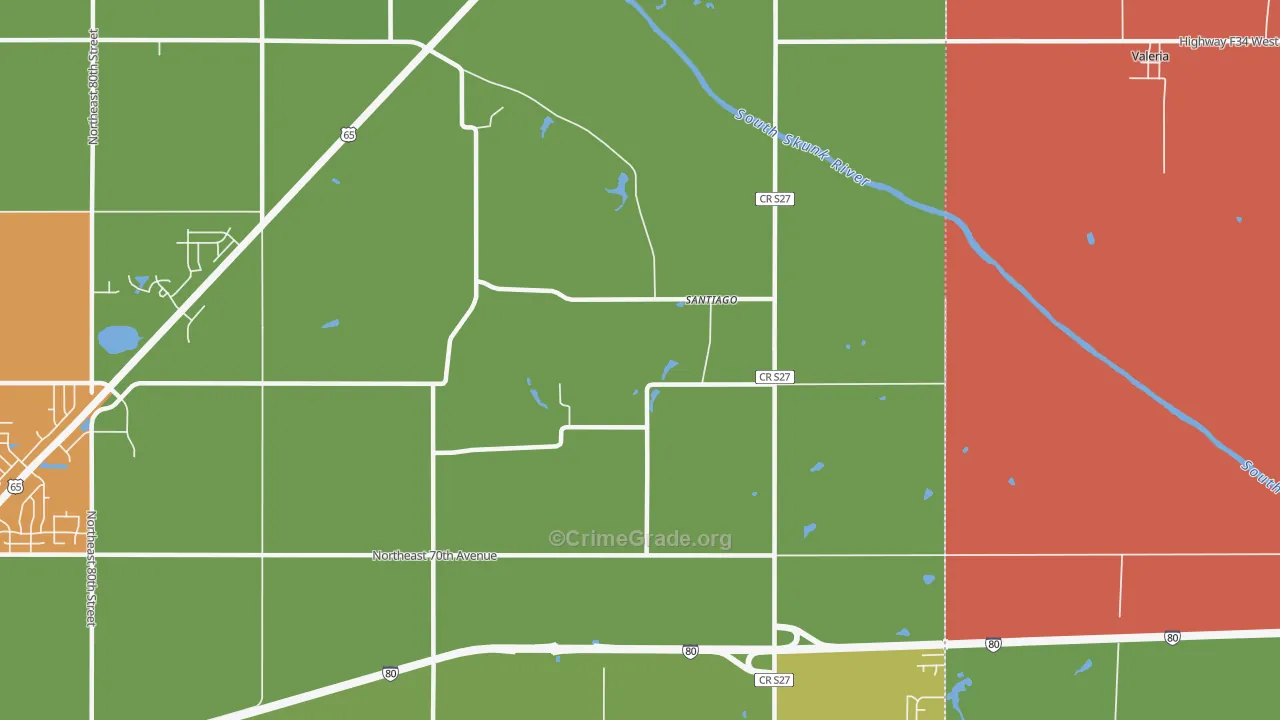 Santiago, IA Map of Murder Rates