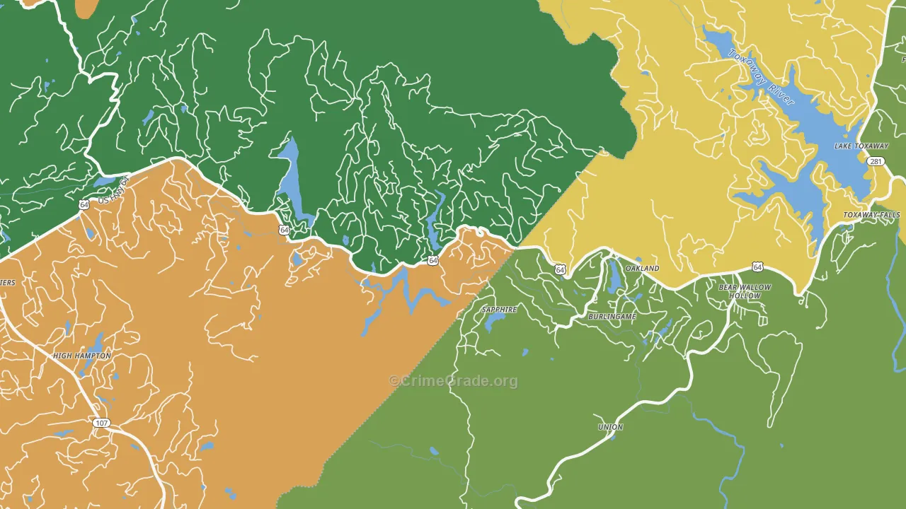 Sapphire, NC Map of Murder Rates