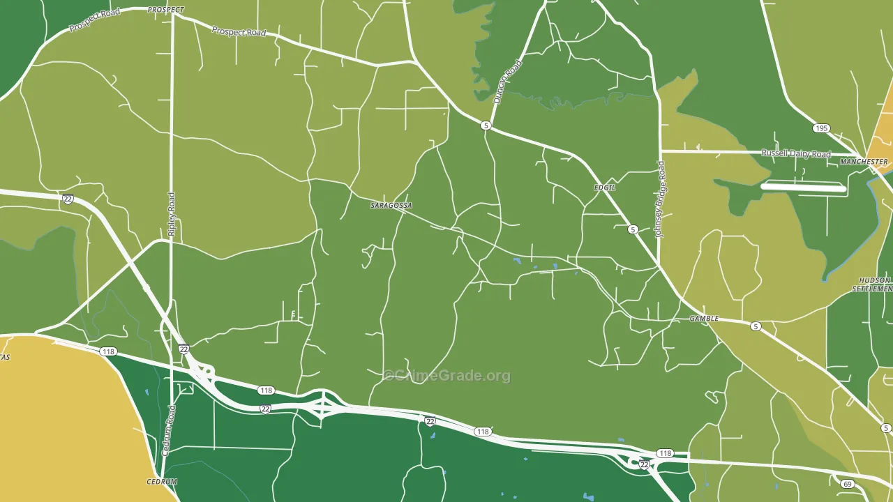 Saragossa, AL Map of Murder Rates