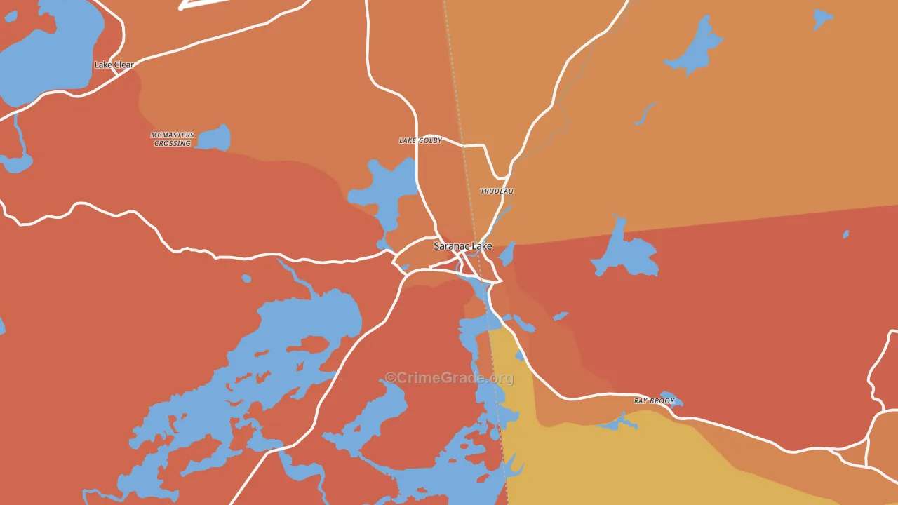 Saranac Lake, NY Map of Murder Rates