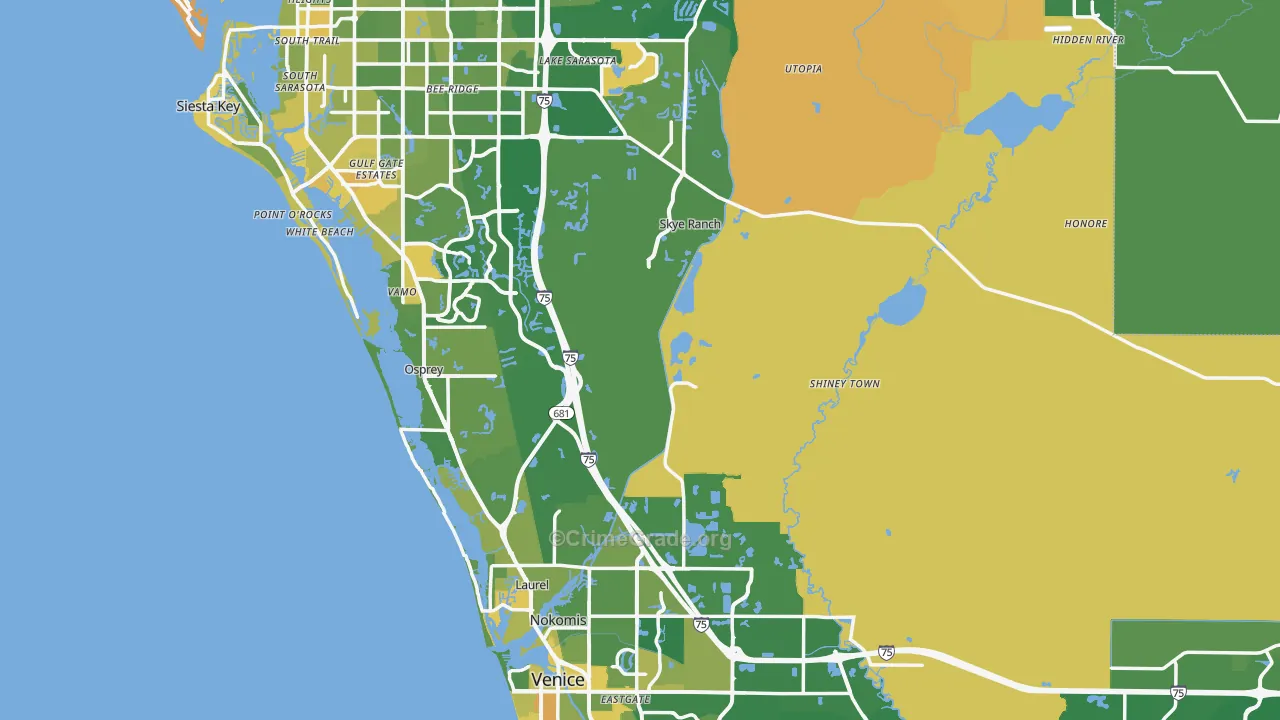 Sarasota County, FL Map of Murder Rates