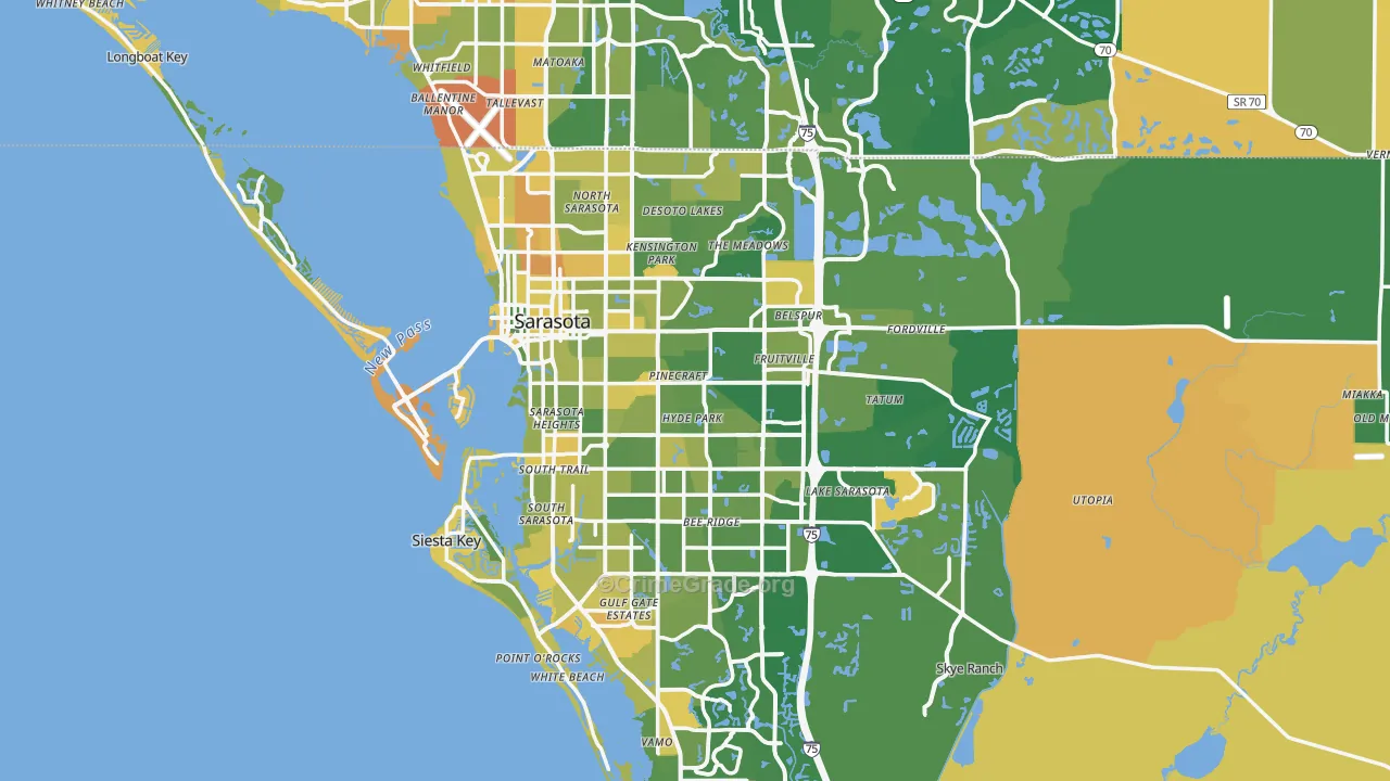 Sarasota, FL Map of Murder Rates