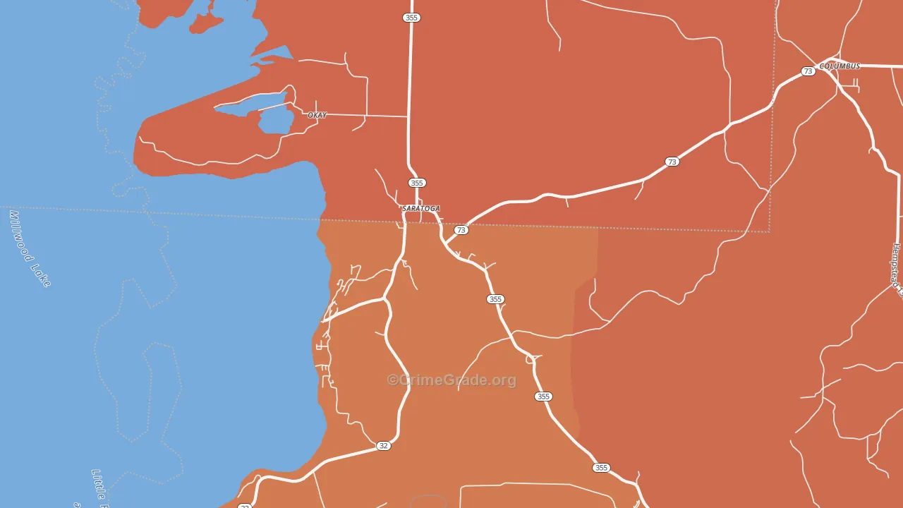 Saratoga, AR Map of Murder Rates