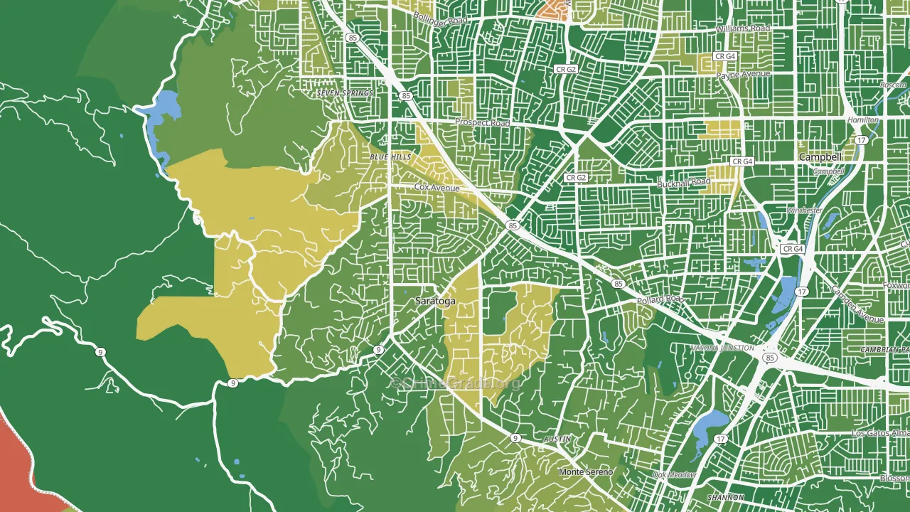 Saratoga, CA Map of Murder Rates