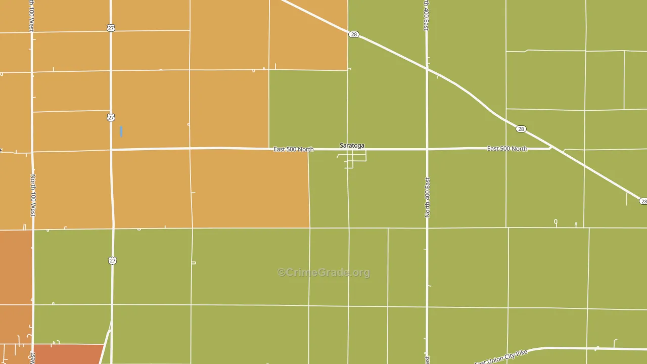 Saratoga, IN Map of Murder Rates
