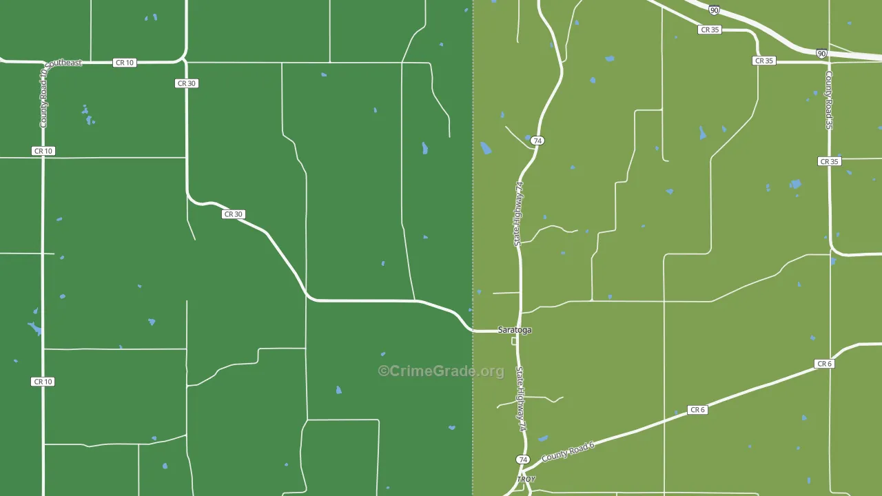 Saratoga, MN Map of Murder Rates
