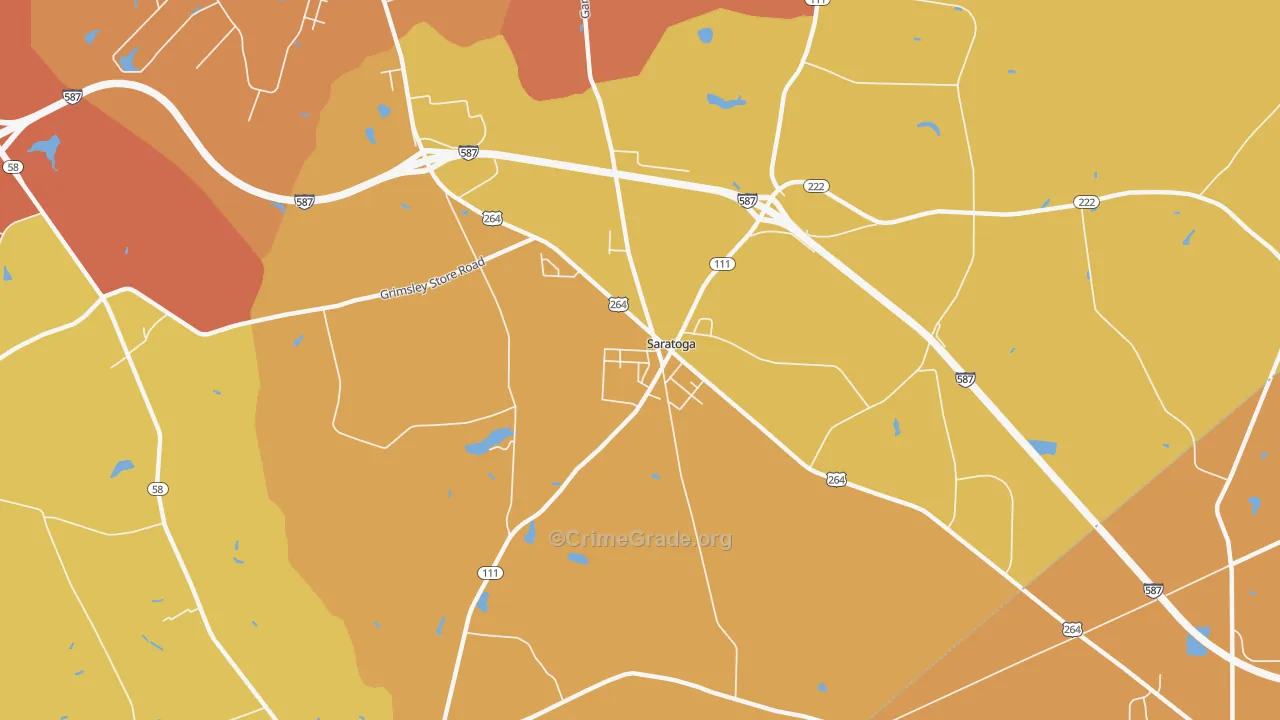 Saratoga, NC Map of Murder Rates