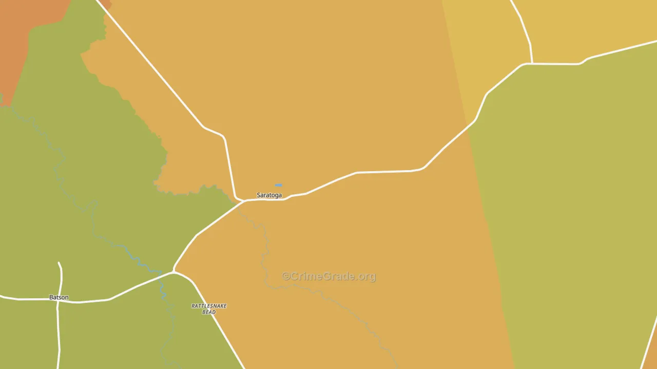 Saratoga, TX Map of Murder Rates