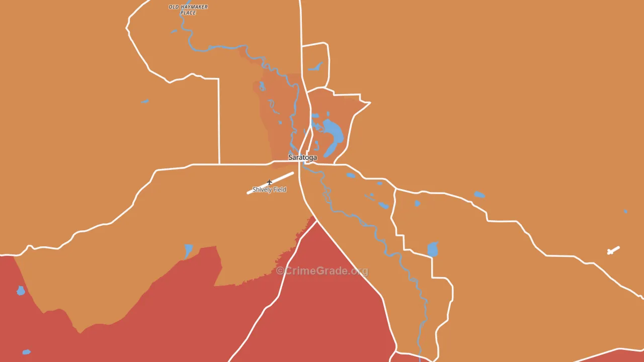 Saratoga, WY Map of Murder Rates