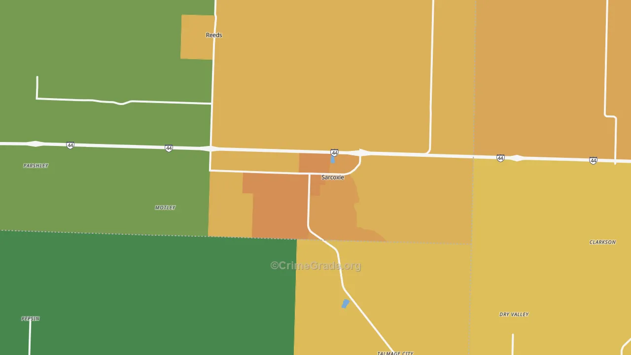 Sarcoxie, MO Map of Murder Rates