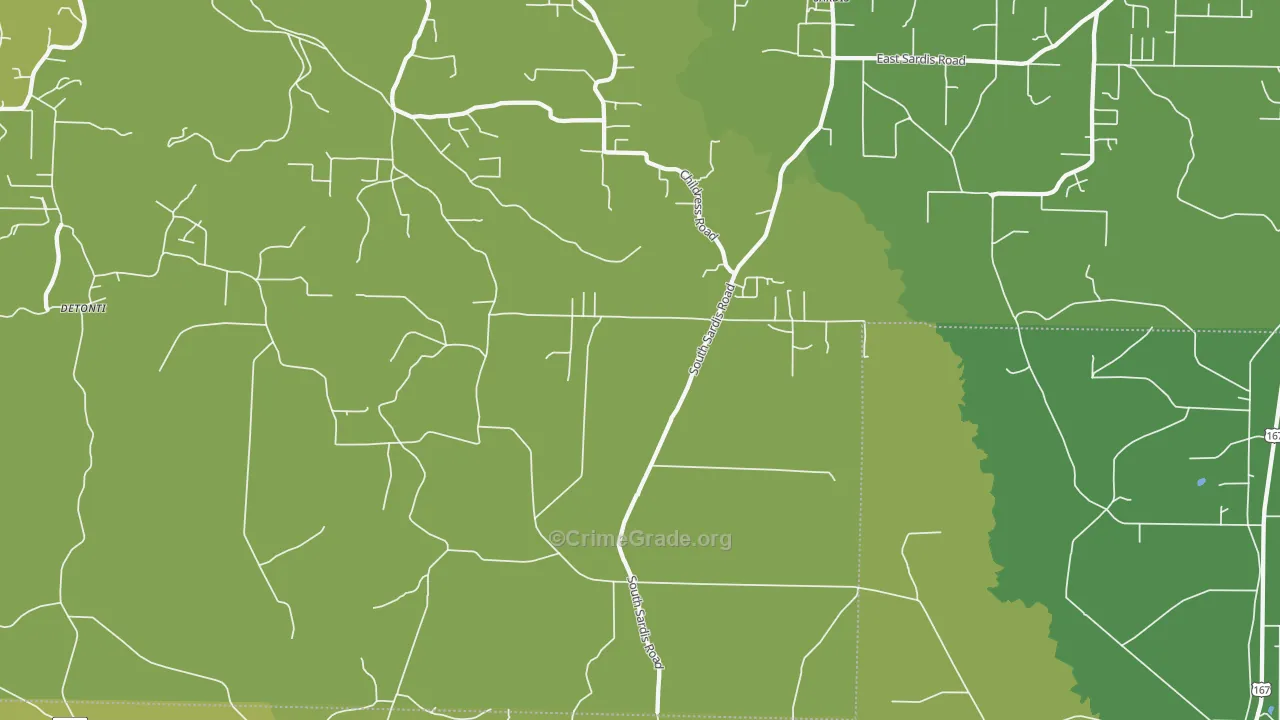 Sardis, AR Map of Murder Rates