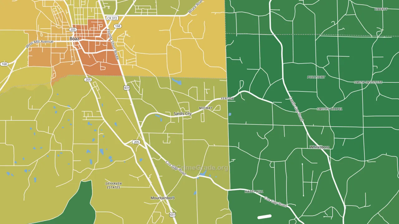 Sardis City, AL Map of Murder Rates