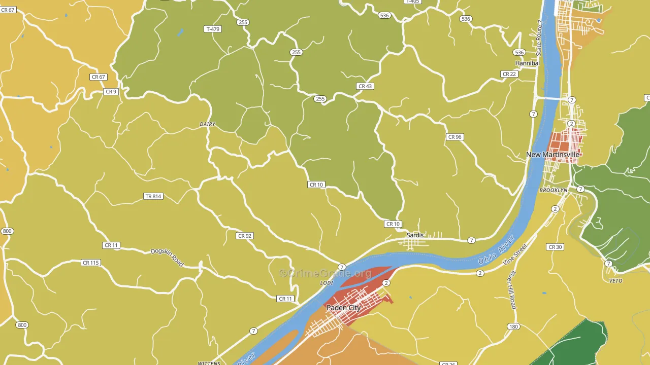 Sardis, OH Map of Murder Rates